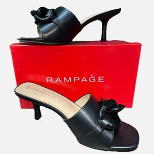 Rampage Women's Aubrie Chain Kitten Heel Sandals Black